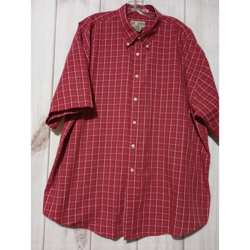Sun River Shirt Men's 2xl Red Plaid Short Sleeve